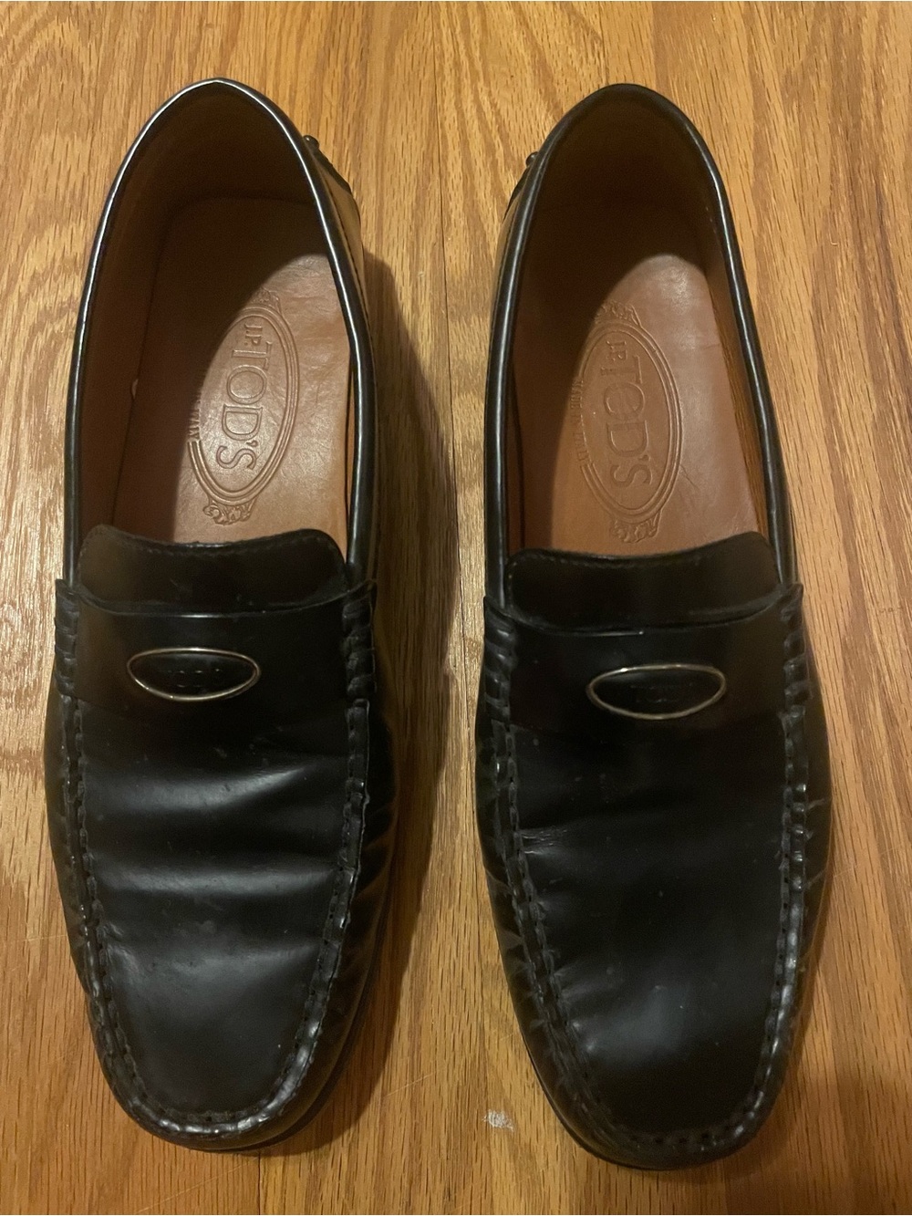 Tod's Black Leather Oval-Bit Penny Loafers